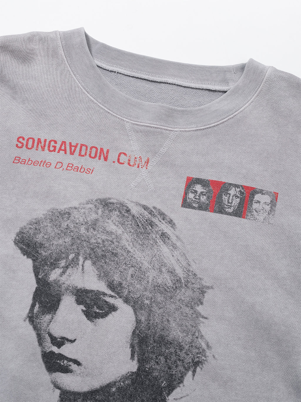 SONGAADON 25FW Babsi portrait printed washed pullover hoodie