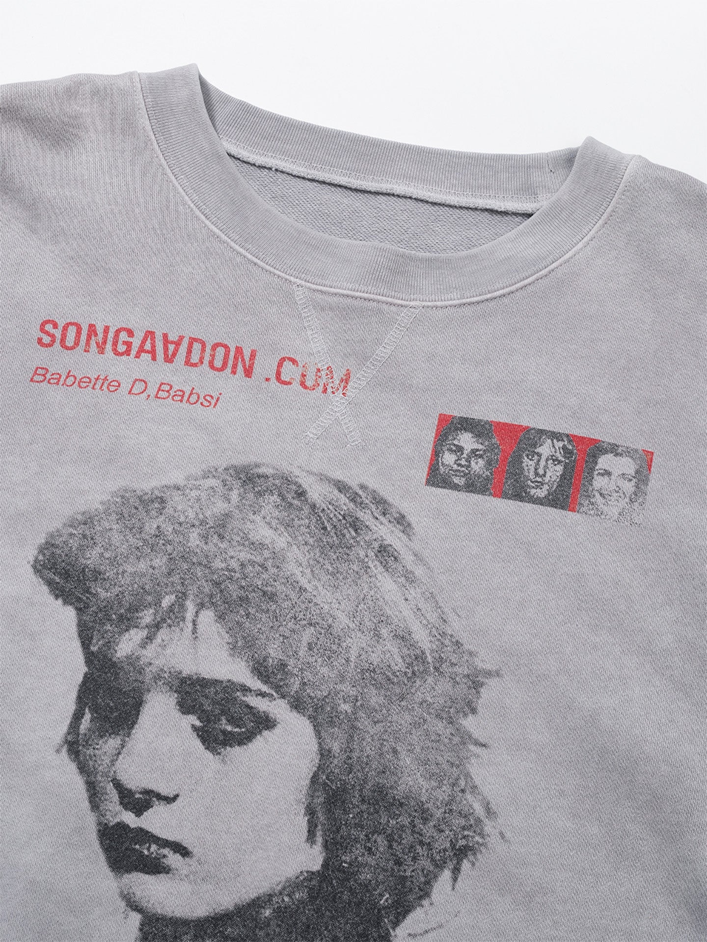 SONGAADON 25FW Babsi portrait printed washed pullover hoodie