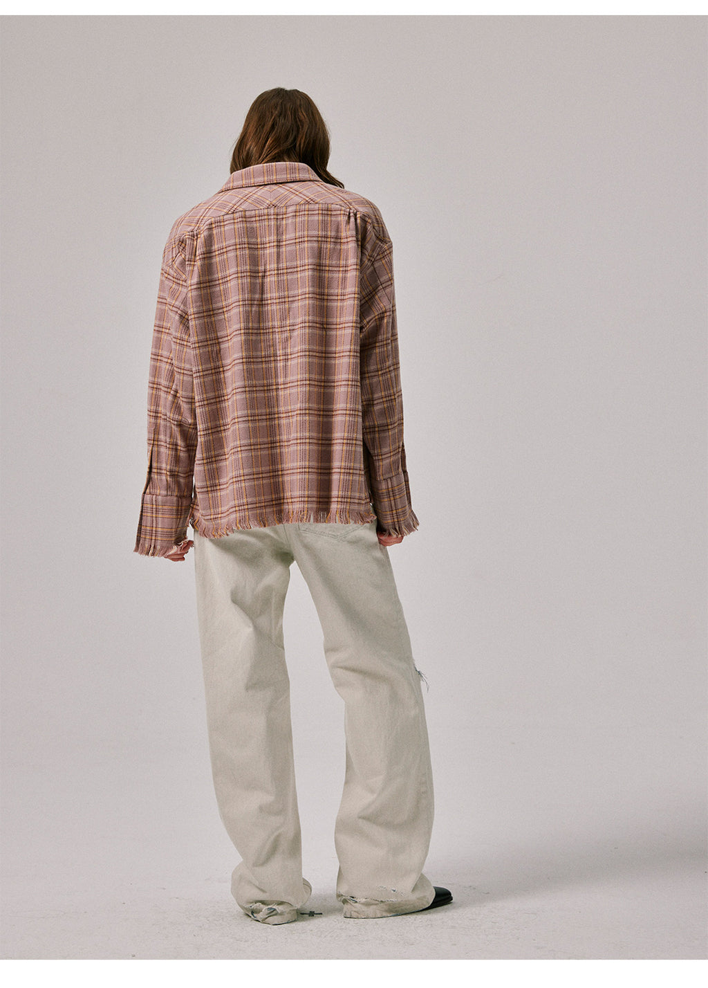 Amicus Animae dirty pink plaid flannel shirt jacket