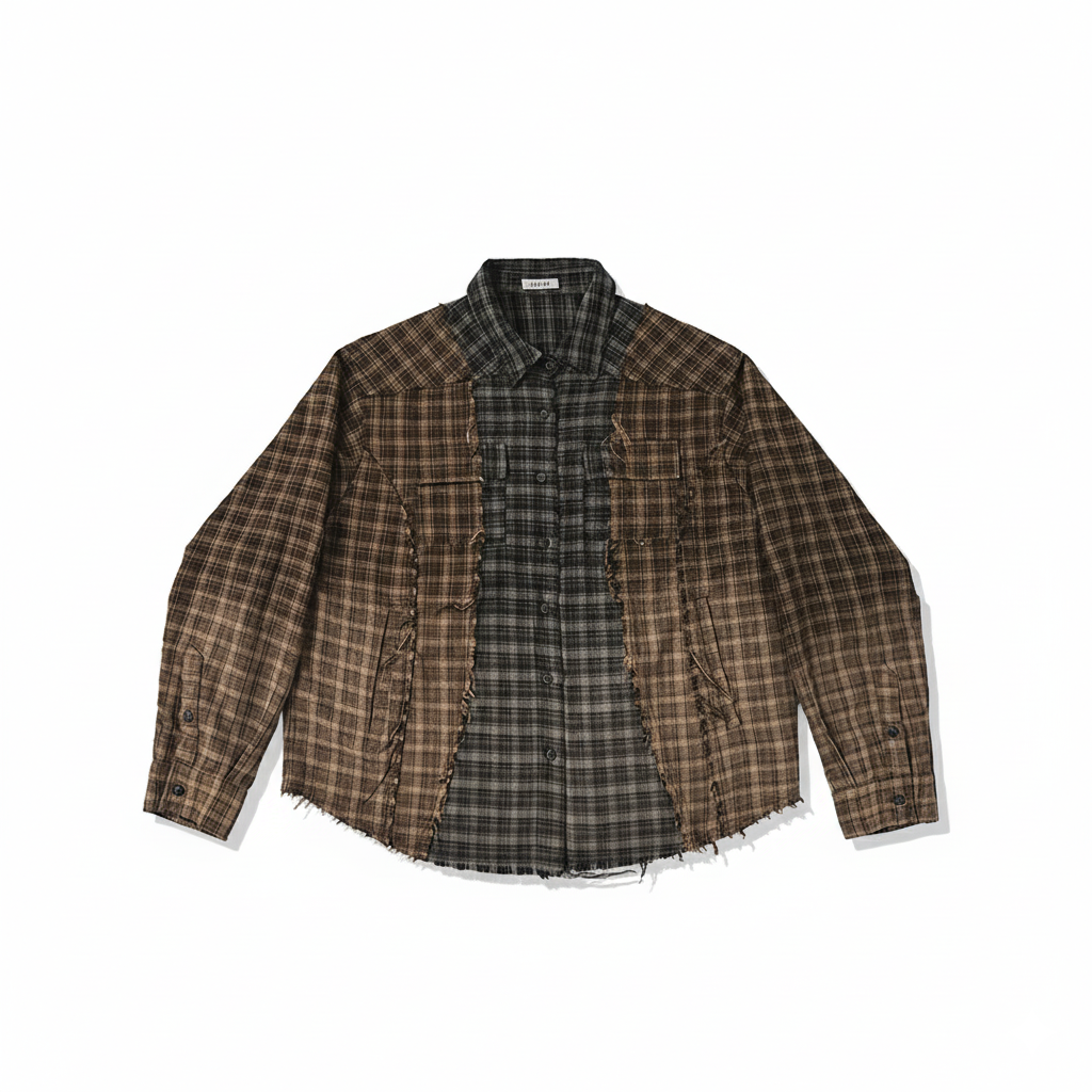 D5OVE 'Savages' vintage patchwork checkered shirt