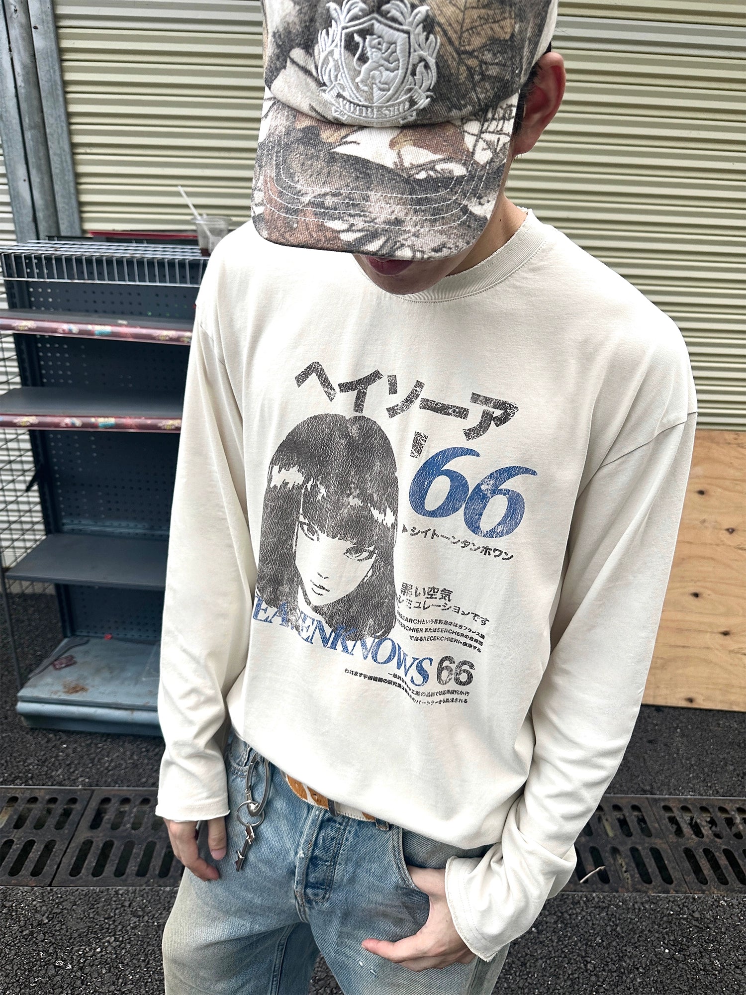 Erole "Original Authentic" Shibuya Girl 250g vintage distressed digital printed long sleeved VintageT T-shirt