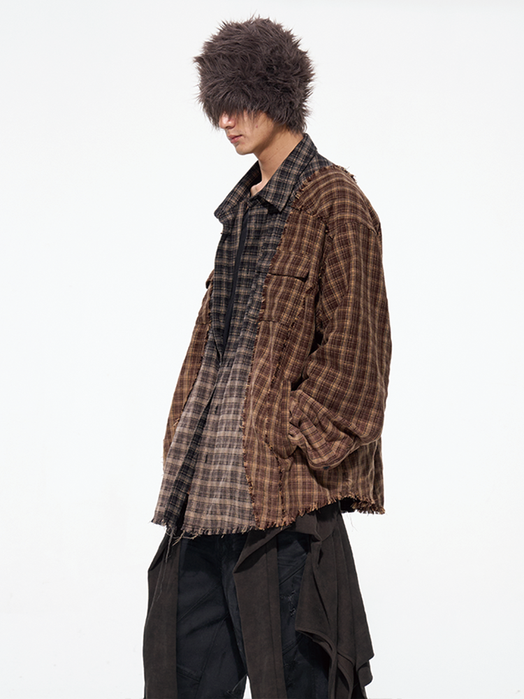 D5OVE 'Savages' vintage patchwork checkered shirt