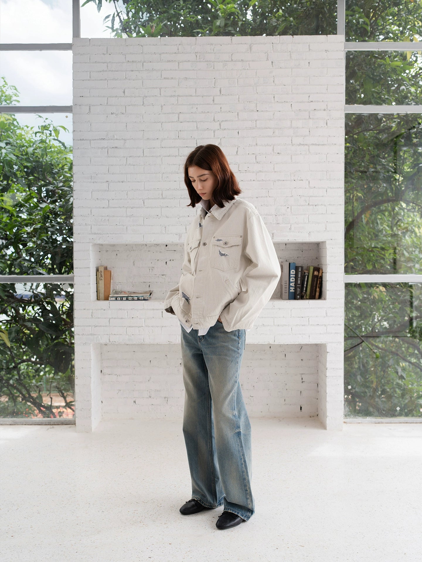 Amicus Animae Italian purple clay white cow denim jacket