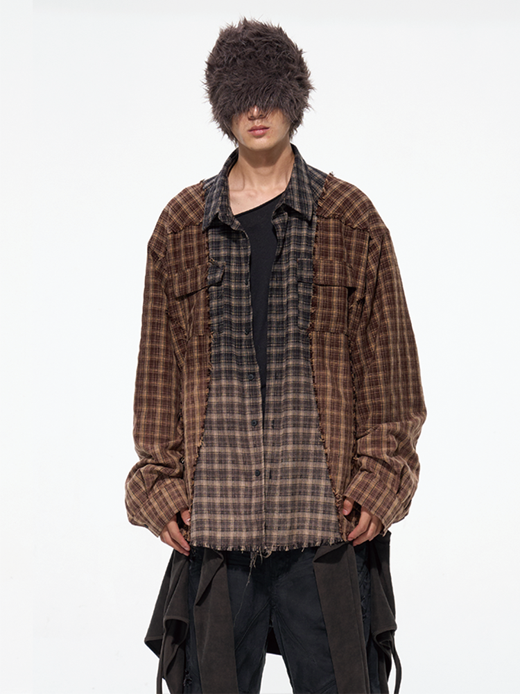 D5OVE 'Savages' vintage patchwork checkered shirt