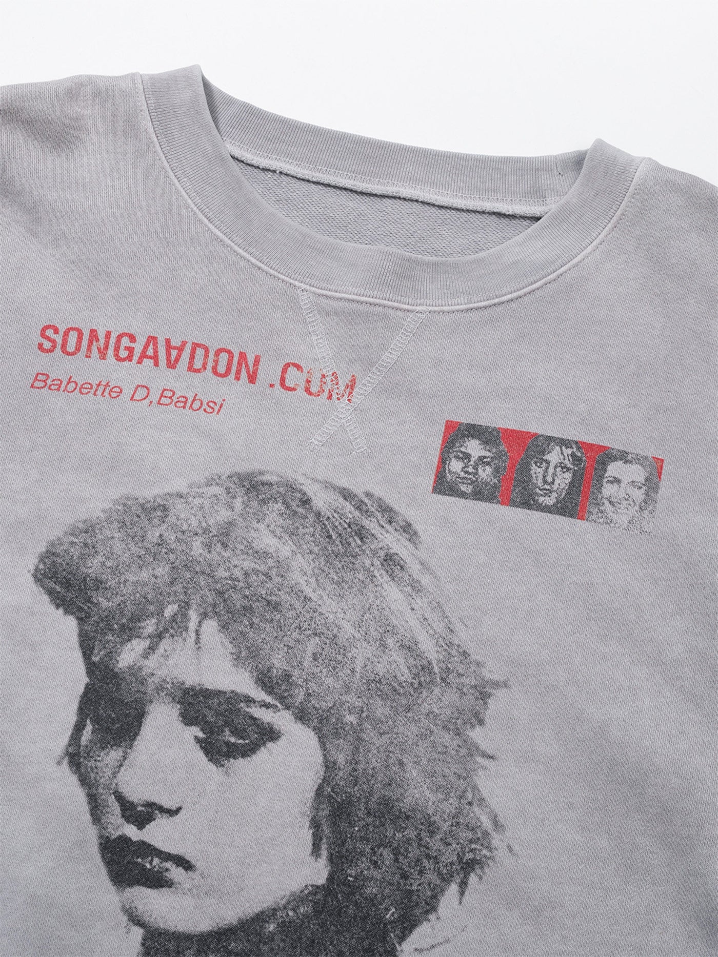 SONGAADON 25FW Babsi portrait printed washed pullover hoodie