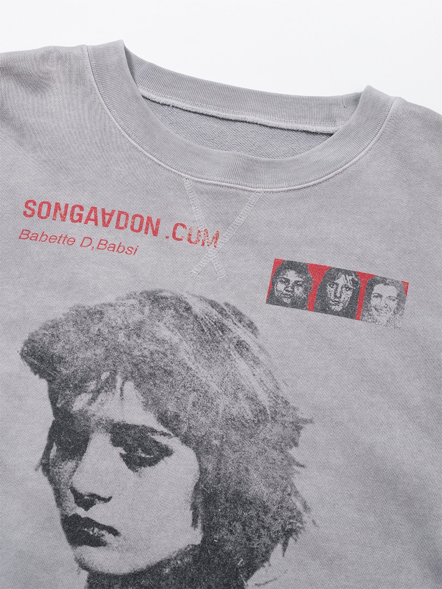 SONGAADON 25FW Babsi portrait printed washed pullover hoodie