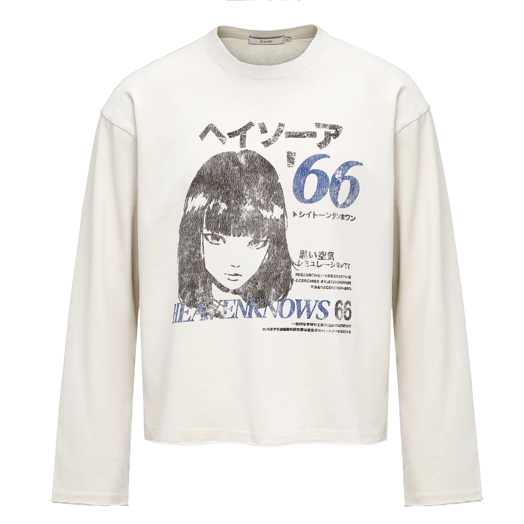 Erole "Original Authentic" Shibuya Girl 250g vintage distressed digital printed long sleeved VintageT T-shirt