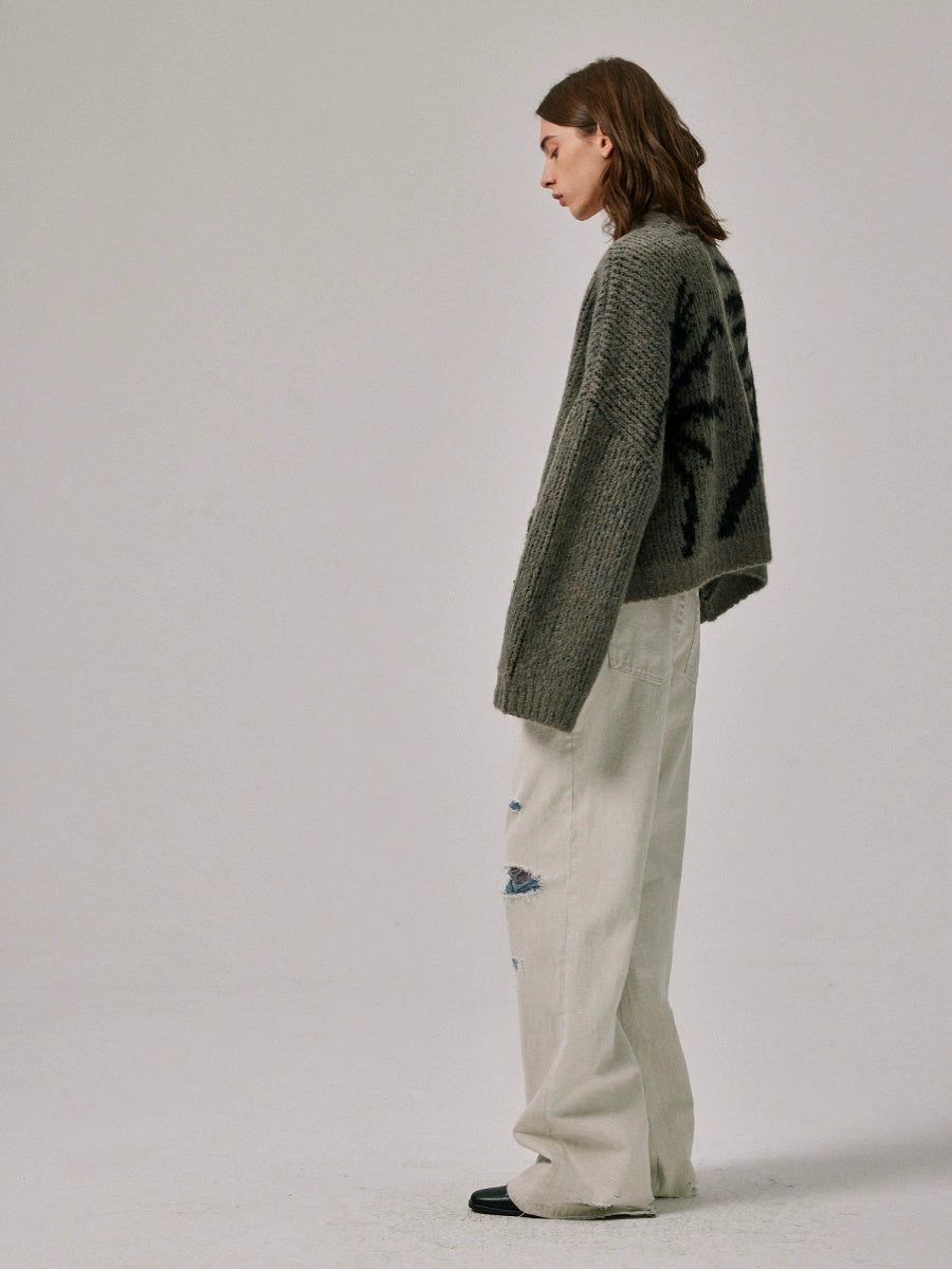 Amicus Animae mohair palm tree jacquard cardigan