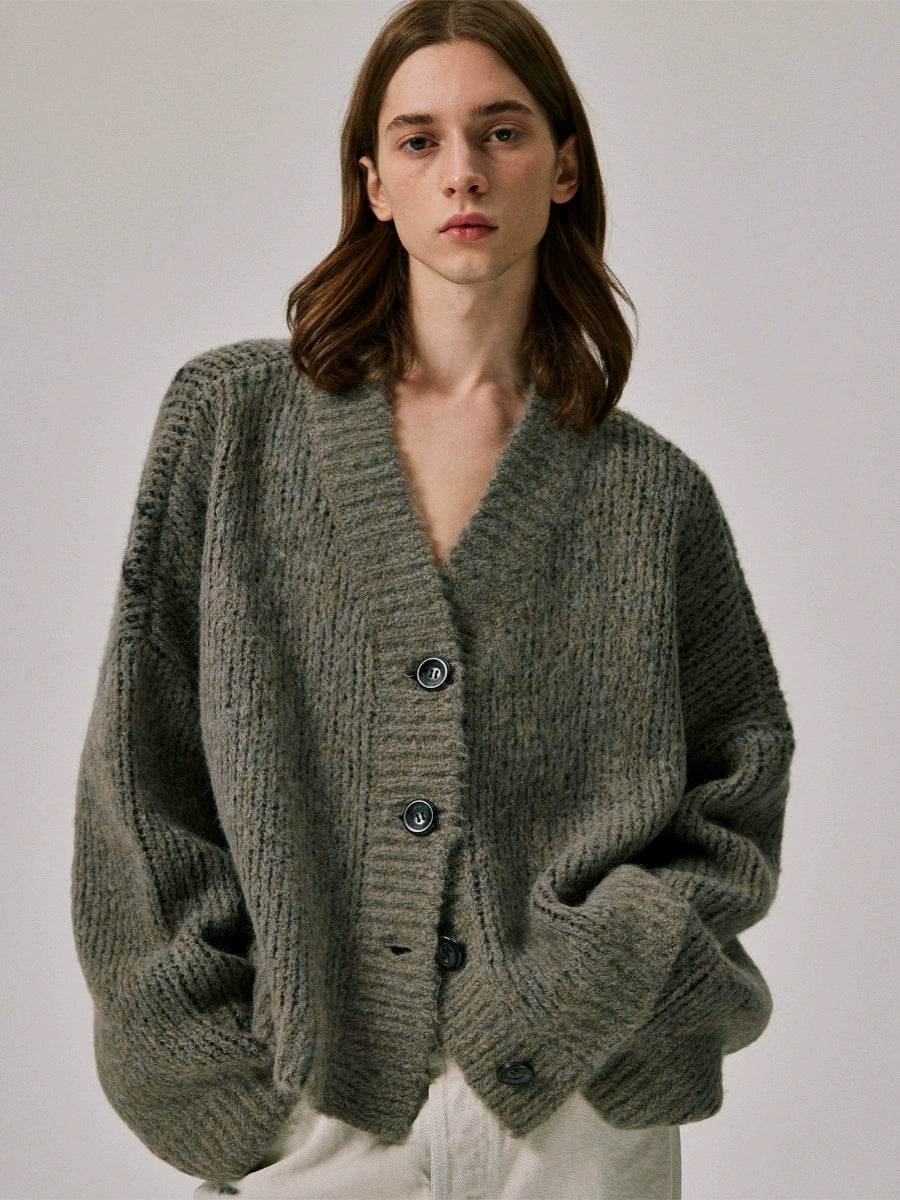 Amicus Animae mohair palm tree jacquard cardigan