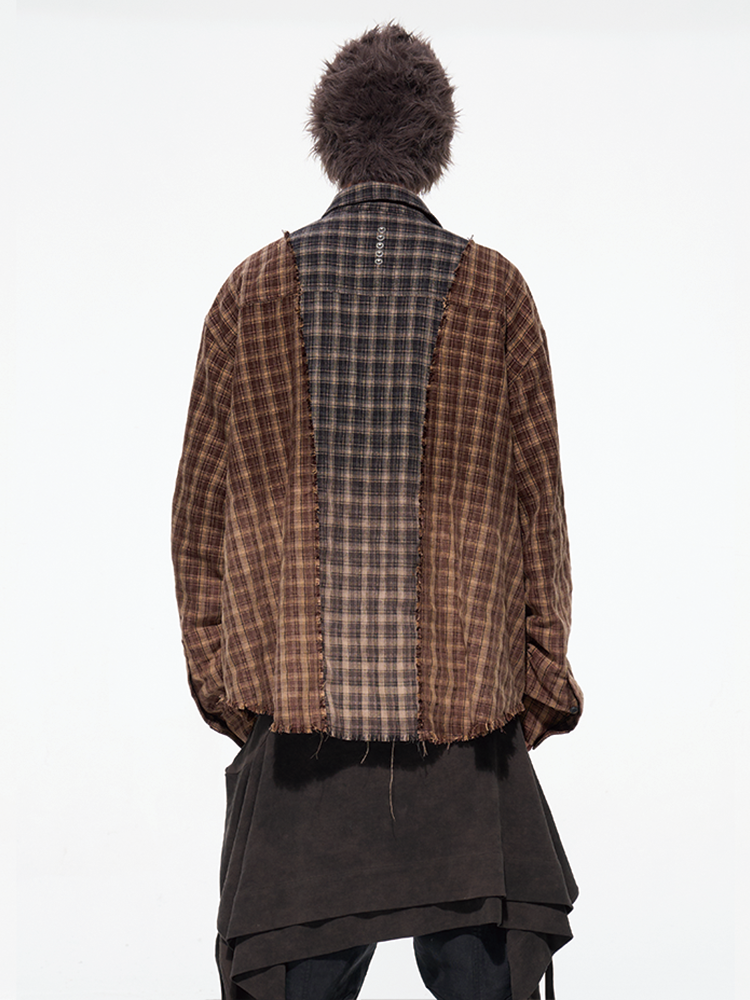 D5OVE 'Savages' vintage patchwork checkered shirt