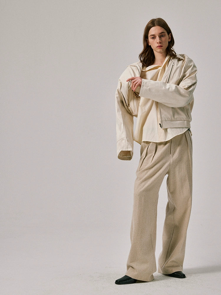 Amicus Animae wool wide pleated basic trousers